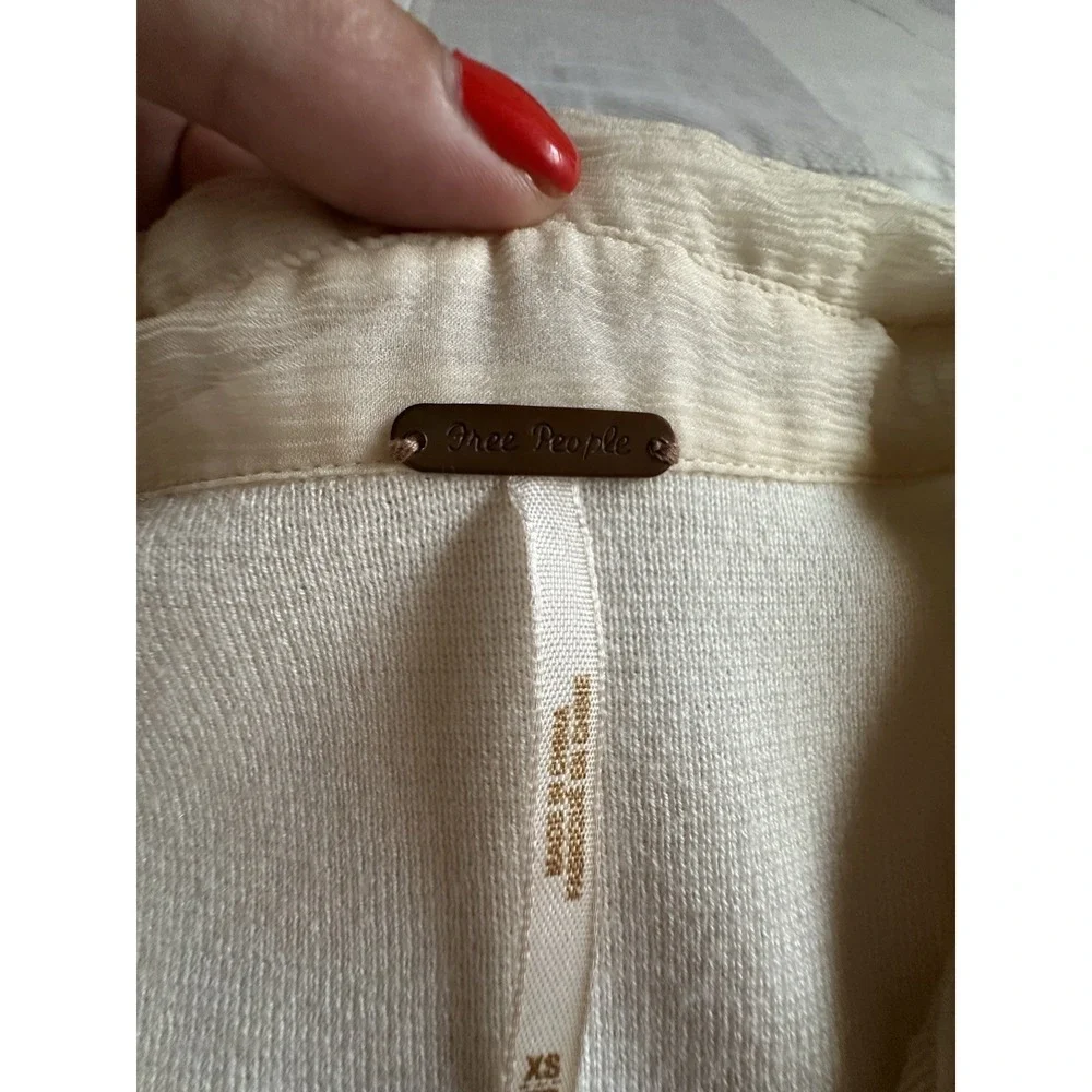 Free People Ivory & Black Apron Style Dress XS Sleeveless Collar - Picture 12 of 12